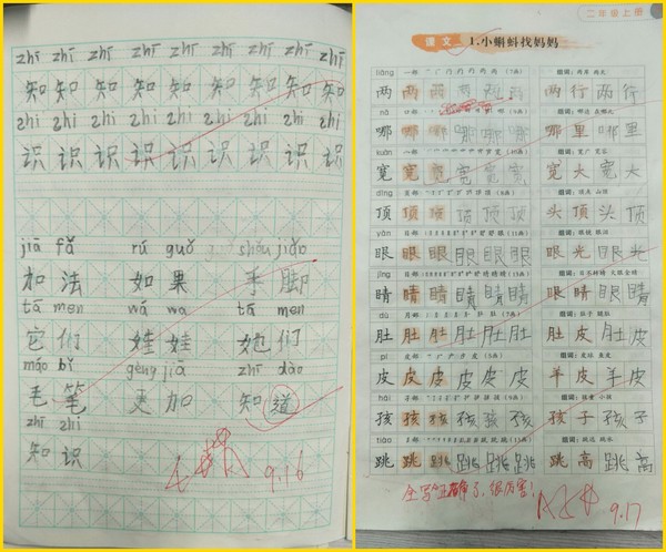 二上语文9-10月过程性评价"x"之书写